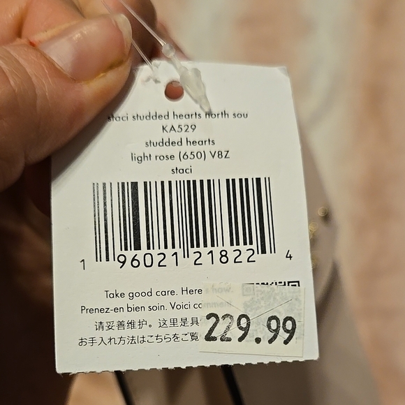 New Kate Spade Light Rose Pink Leather Crossbody Bag Gold Heart Studded - Picture 8 of 8